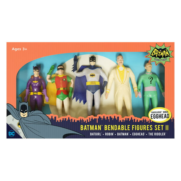 NJ Croce DC Comics - Batman Classic TV Series Bendable Figures Set II:  Batgirl, Robin, Batman, Egghead, The Riddler 