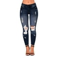 thumbnail image 4 of Difdany Jeans for Women Black Skinny Ripped Trendy Jeans Distressed Stretchy Denim Pants Dark Blue S, 4 of 9