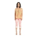 thumbnail image 3 of Miss Halladay Womens Gold Satin Camisole Tops Leaf Print Spaghetti Strap Pleated, 3 of 3