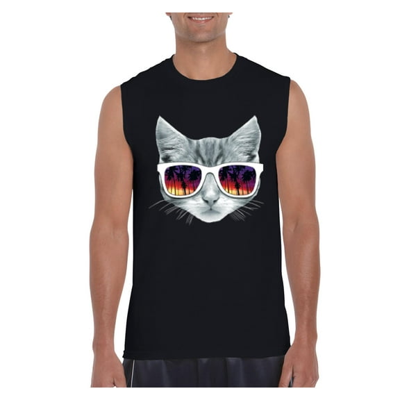 MmF - Men's Graphic T-Shirt Sleeveless, up to Men Size 3XL - Kitty