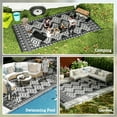 thumbnail image 4 of Outsunny Outdoor Patio Rug, Large Camping Carpet with Carrying Bag, 9' x 18' Waterproof Plastic Straw, Reversible, Black & White Rhombus Border, 4 of 9
