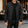 thumbnail image 2 of Rexolia Men’s Zip Front Golf Jacket Lightweight Plaid Lined Slim Fit Casual Outdoor Wind Resistant Black 2XL, 2 of 6