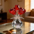 thumbnail image 3 of Color Rose Flower Crystal Figurine with Vase, Bouquet Flowers Ornament Gifts for Wife Women, Handmade Crystal Flower Collectible Home Table Decor ​for Valentine's Day Anniversary(Red,3x1.5x4.1"), 3 of 7