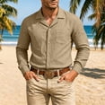 thumbnail image 2 of Vetsdori Mens Shirts Pocket Winter Linen Work Button Up Casual Stylish Collar T-Shirts for Men Plain, 2 of 9