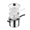 thumbnail image 1 of Cacerola de acero inoxidable, olla para cocinar con tapa, olla para sopa, sartén multiusos mango largo, 1 of 9