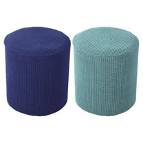 2Pcs Durable Foot Stool Slipcover Stretch Ottoman Cover Round Footstool Cover