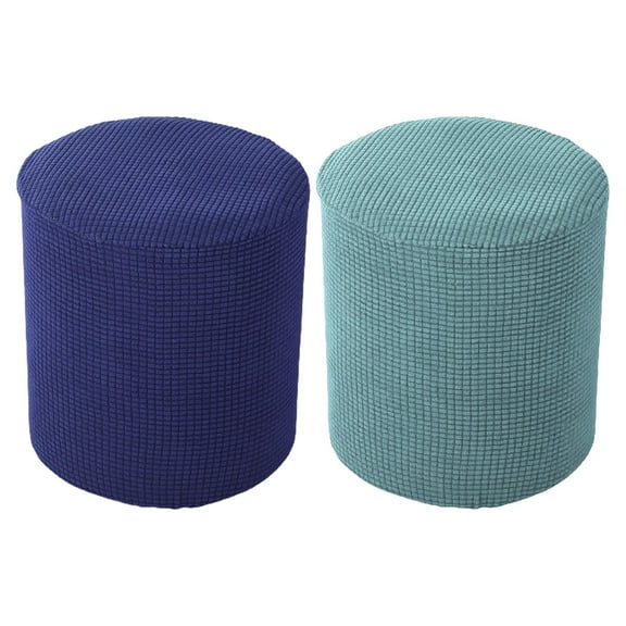 2Pcs Durable Foot Stool Slipcover Stretch Ottoman Cover Round Footstool Cover