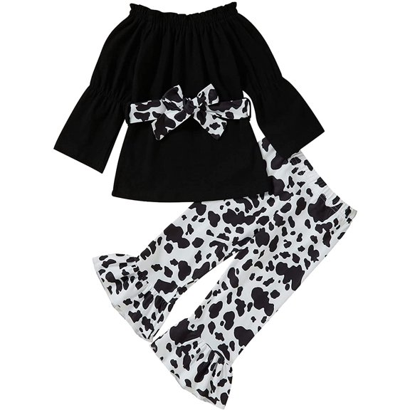 GRNSHTS Toddler Baby Girl Flared Pants Set Kids T-Shirt Tops Bell Bottoms Pants Autumn Outfits Clothes