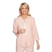 Alfred Dunner Womens Petite Elegant Scroll Embroidered Lightweight Jacket