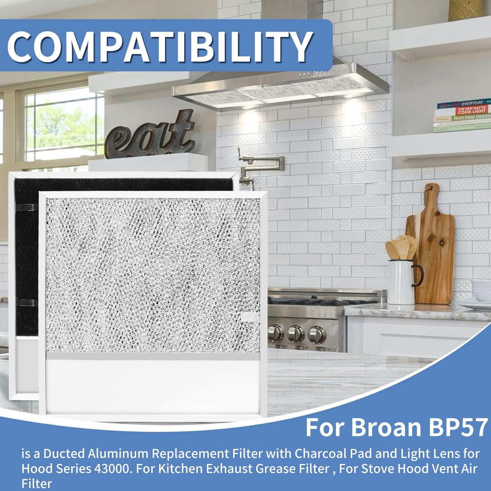 TAPDRA 11.4x11.8in Range Hood Grease Filter BP57 for Broan Estate Whirlpool Vent Hoods Aluminum Activated Carbon Filter