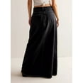 thumbnail image 5 of KelaJuan Women's Mid Waist Denim Skirt Solid Color Long A-line Skirt with Pockets for School, Work, Shopping, 5 of 6