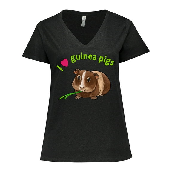 Inktastic I Love Guinea Pigs Women's Plus Size V-Neck T-Shirt