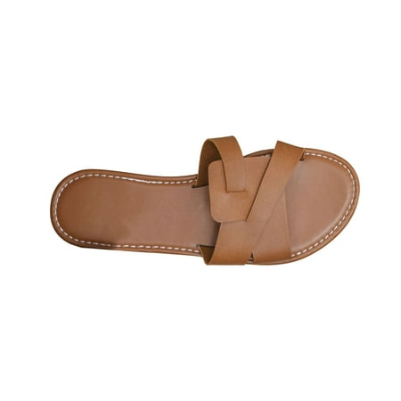

Flat Slip On Sandals for Women Open Toe Summer Beach Sandals Trendy Indoor Outdoor Slippers for Walking Lounge