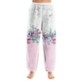 thumbnail image 2 of Women’s Plush Pajama Pants Floral Print Drawstring Waist Relaxed Fit Soft Fleece Lounge Bottoms for Home Sleepwear, 2 of 2