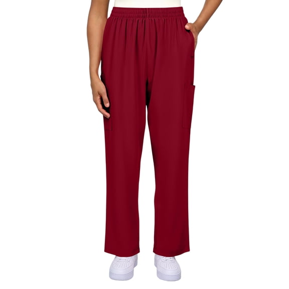 Scrub Pants for Women Straight Leg Medical Scrub Pants with Pockets Soft Stretch Women Scrub Pant Wine M