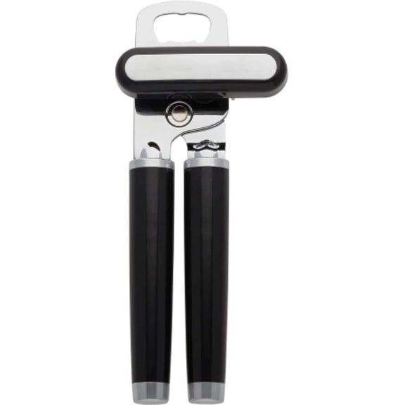Ibiwe Manual Can Opener with Built-In Bottle Opener and Soft Grip Handles, Black