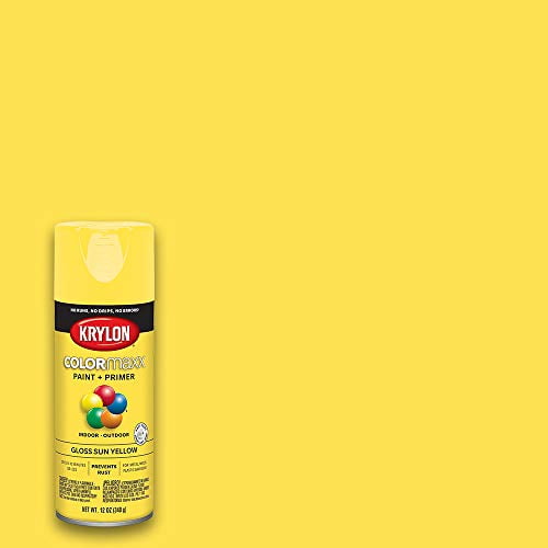 Krylon K05541007 COLORmaxx Peinture en Aérosol et Apprêt pour Usage Intérieur/extérieur, Jaune Soleil Lustré