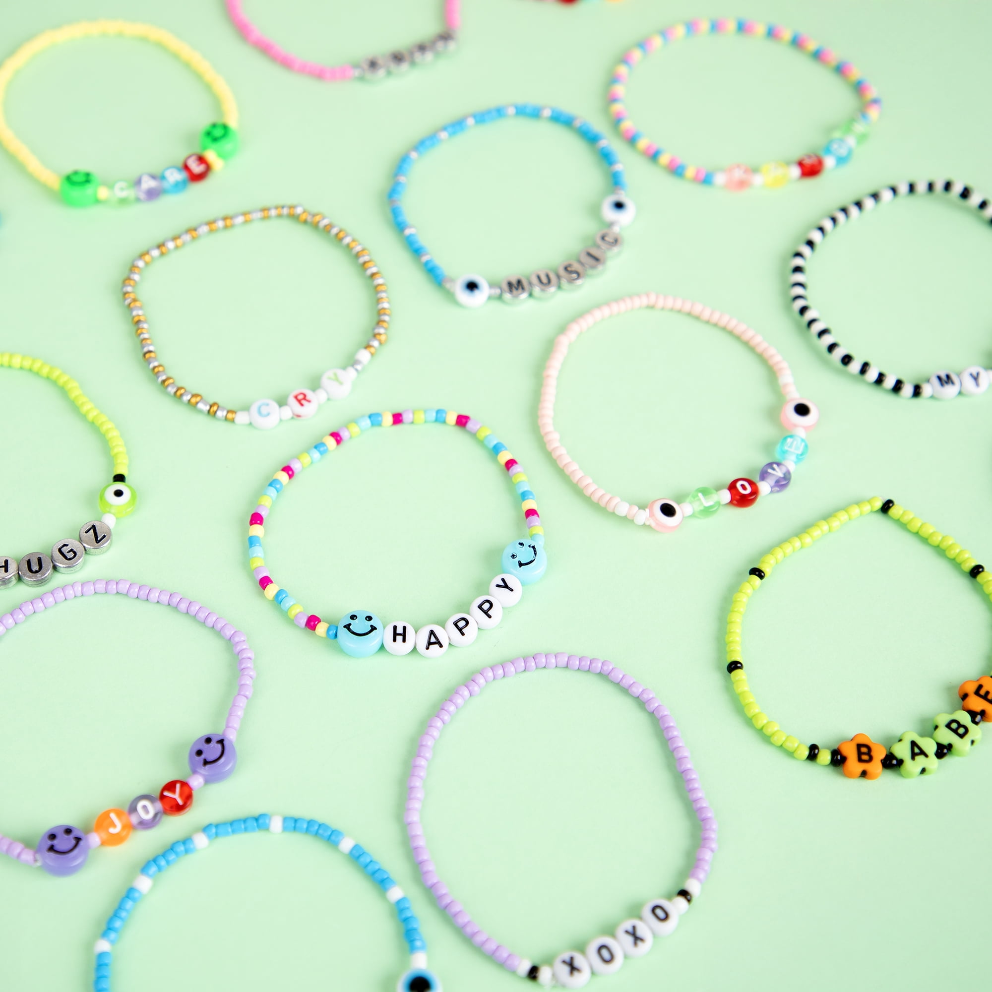 Cousin DIY Bracelet Kit with Seed & Letter Beads and Smiley Faces
