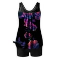 thumbnail image 6 of Tqyyweavej Womens Floral Tankini Swimsuits Sleeveless Loose Scoop Neck Tank Top and High Waist Black Tummy Control Swim Board Shorts, 6 of 7