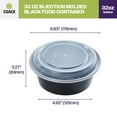 thumbnail image 4 of CIAO! Heavy Weight 32oz Injection Molded Microwavable Black Round Food Container with Lid (150/case), 4 of 9