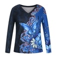 thumbnail image 4 of Blusa estampada cómoda de manga larga suelta con cuello en V informal a la moda para mujer Fridja bvmnju4269, 4 of 8