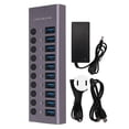 thumbnail image 1 of Hub USB de 10 puertos, 5 Gbps, Plug and Play, adaptador multipuerto USB C, estación de acoplamiento USB C para PC de escritorio, 100?240V, 1 of 8