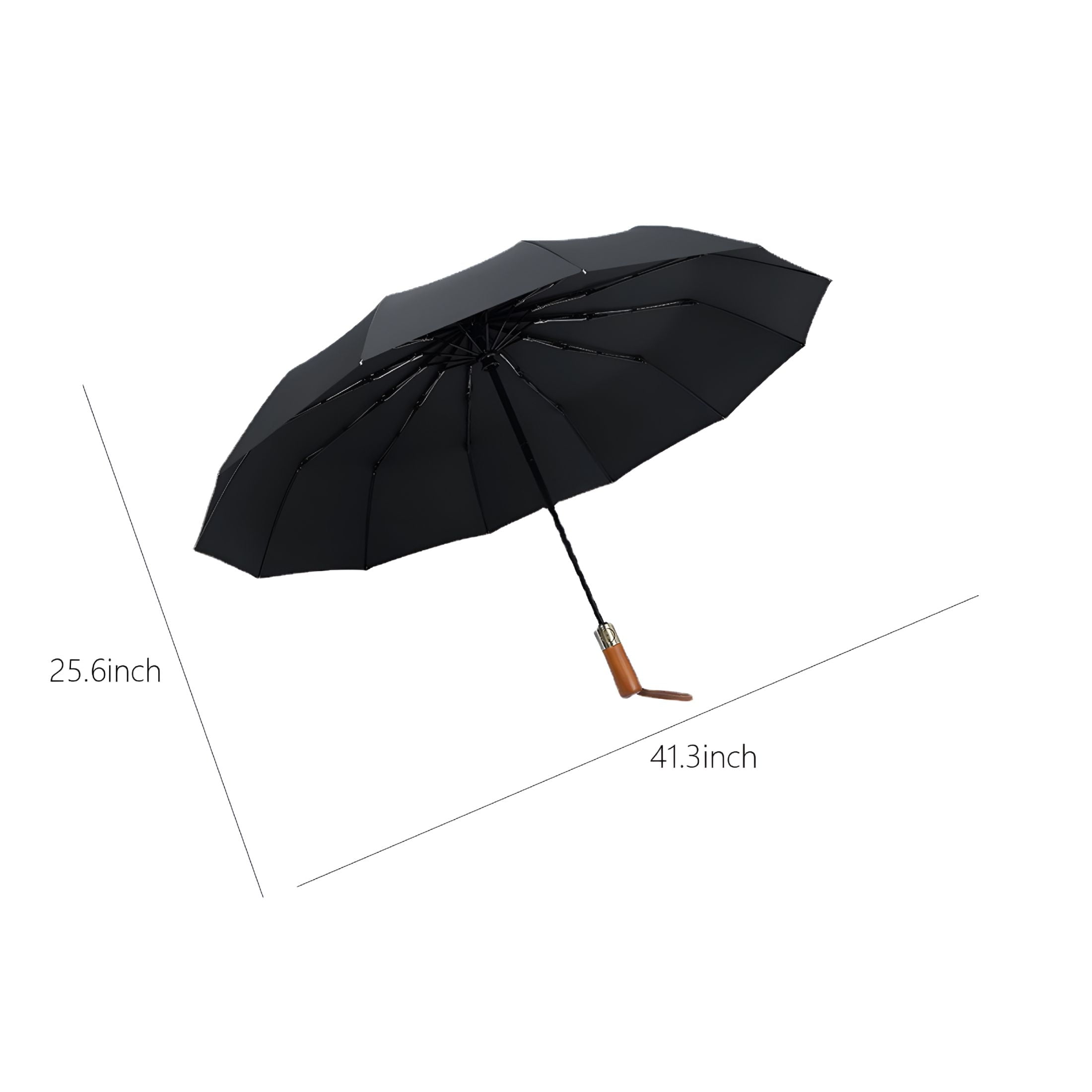 GASTROPOD Fully Automatic Windproof Travel Umbrella with Solid Wood Handle for Rain, Portable, Folding Umbrella for Travel - All-Weather Strong Compact Umbrella