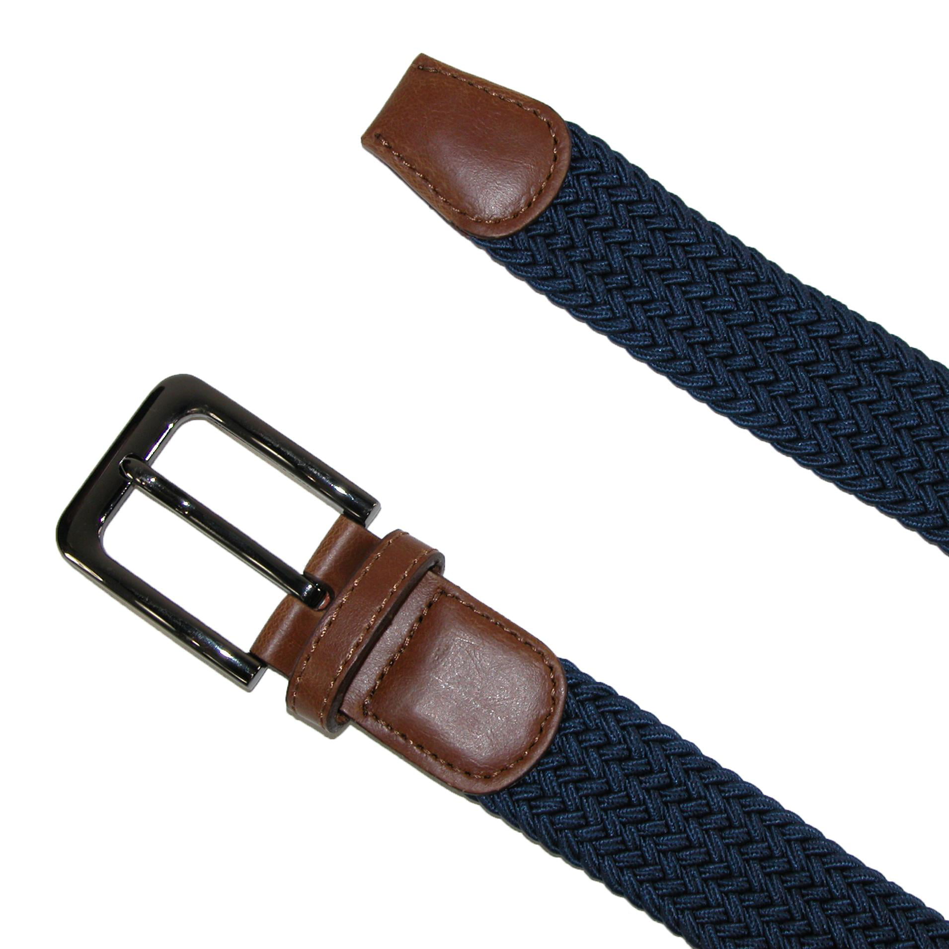 CTM Men's Elastic Braided Stretch Belt with Silver Buckle and Tan Tabs ...