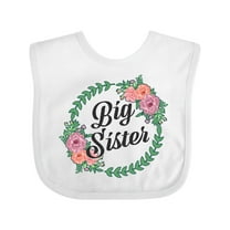 Inktastic Big Sister with Flower Circle Girls Baby Bib