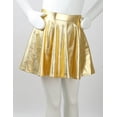 thumbnail image 4 of Moggemol Kids Girls Glossy Metallic A Line Mini Skort Skirt for Skater Scooter Dance Gymnastics Gold 12, 4 of 6