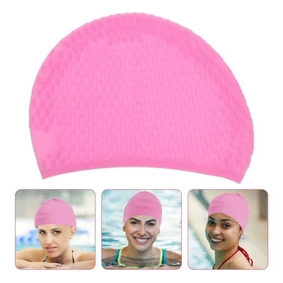 FELTECHELECTR 1Pack Lavender Round Swim Cap for Long Hair Waterproof Silicone 9x7x0.2in