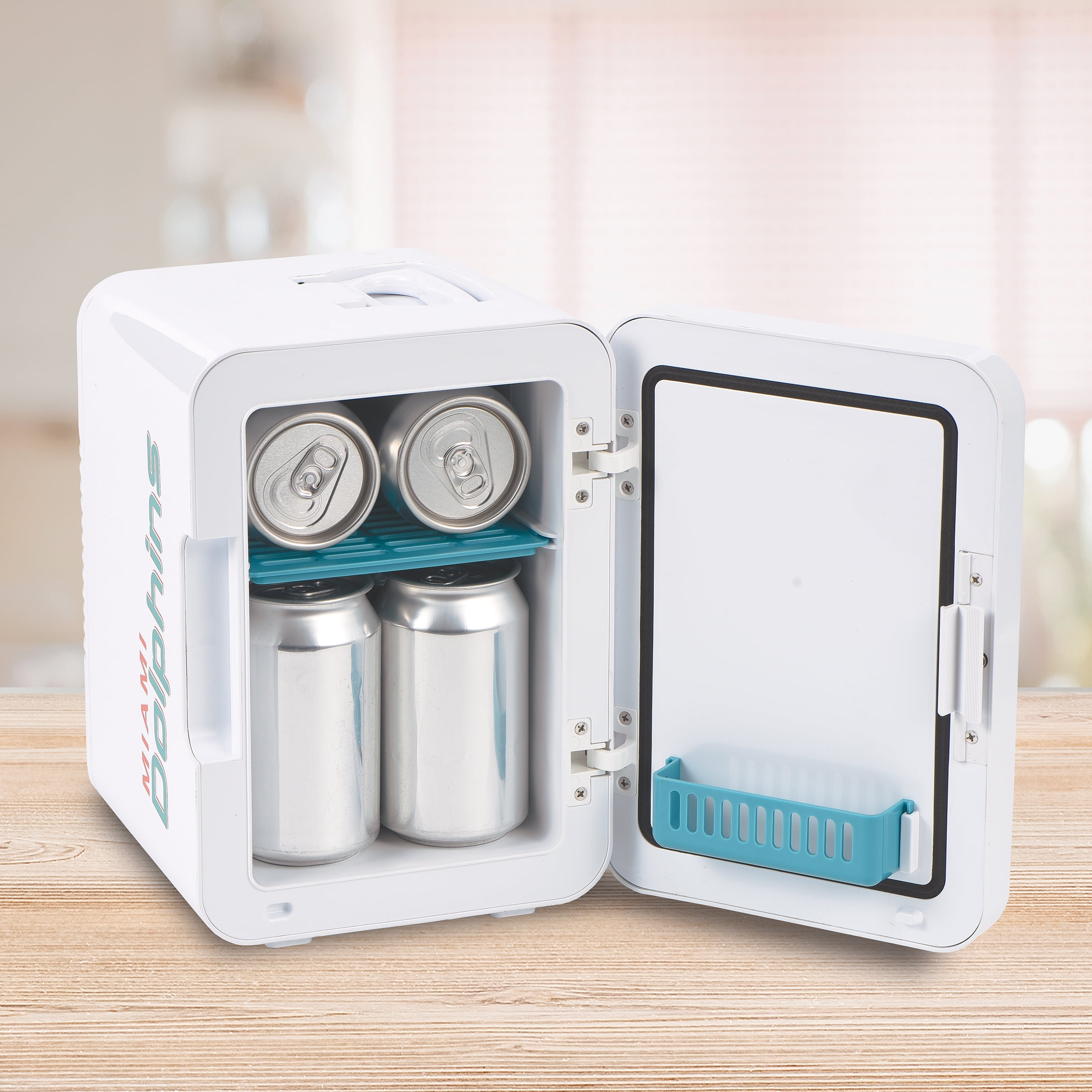 NFL Miami Dolphins Mini Fridge, White, 4L, 6 Cans