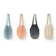 thumbnail image 1 of 4 Pack Portable Reusable Grocery Bags Fruit and Vegetable Bag Washable Cotton Mesh String Organic Organizer Shopping Handbag Long Handle Net Tote (grey blue,Black,Beige,Pink), 1 of 8