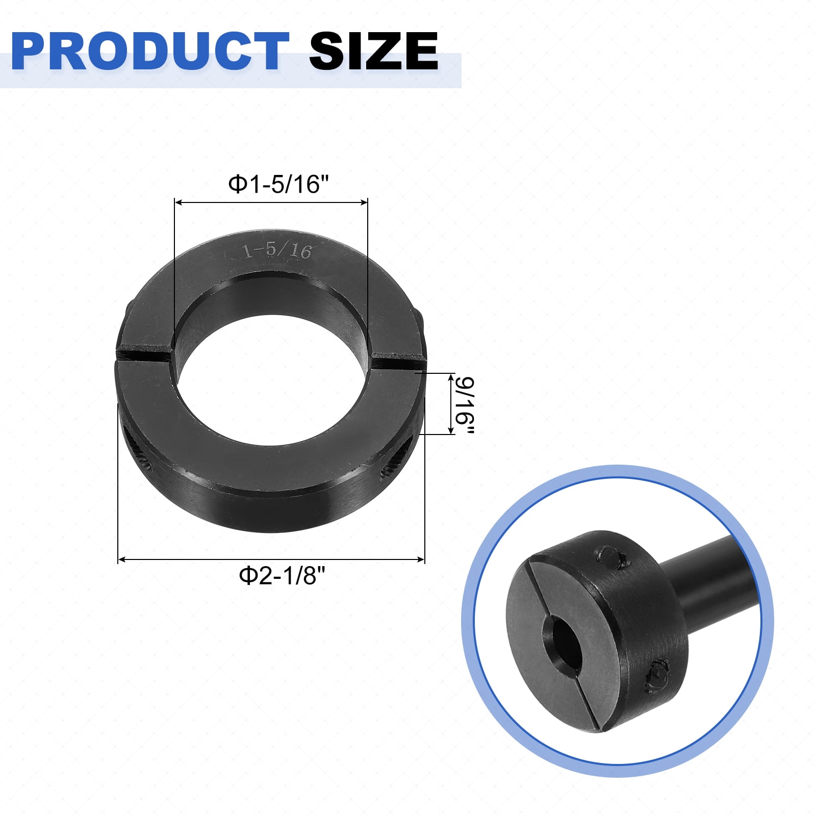 2pcs Double Split Shaft Collar for 1-5/16" Shaft, Two-Piece Clamping Collar, Black Oxide Steel Lock Collar Clamp