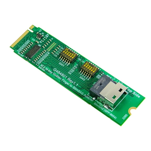 M.2 M-key PCIe Gen4 with ReDriver to SlimSAS 4i (SFF-8654) Adapter