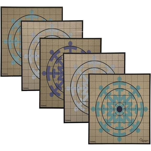 Internal Energy 5-Christmas Thermal Snow Flakes Targets – 5-Pack Passive Zeroing Rifle Shooting Targets with Diamond Bullseye, Extra-Bright Thermal Snow Flakes for Outdoor Range