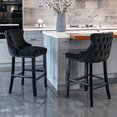 thumbnail image 3 of Tcbosik Upholstered Barstools Set of 2, Velvet Fabric Counter Height Bar Stool with Button Tufted Design, Chrome Nailhead Trim & Wood Legs for Kitchen Island, Dining Room, Black, 3 of 11