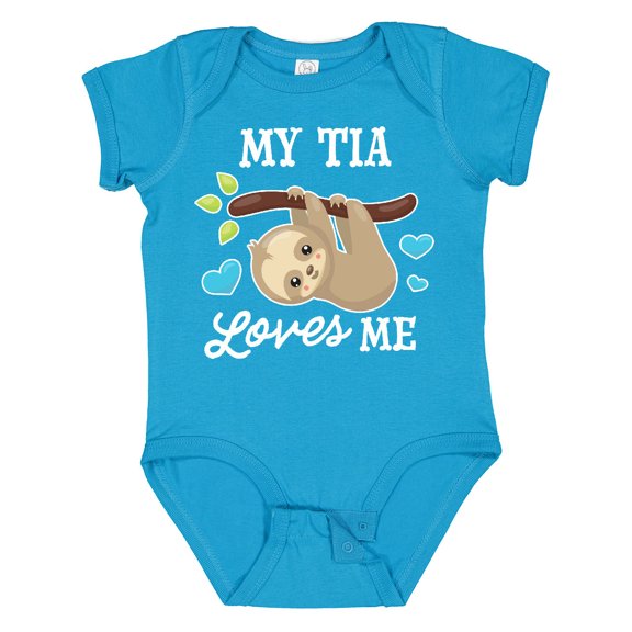 Inktastic My Tia Loves Me with Sloth and Hearts Boys or Girls Baby Bodysuit