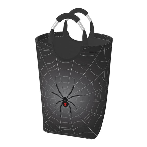 Picia Black Spider On Web Laundry Basket With Handles Laundry Hamper Toys Storage Organizer Foldable Bucket Washing Bin Dirty Clothes Bag For Home Bathroom Bedroom Dorm