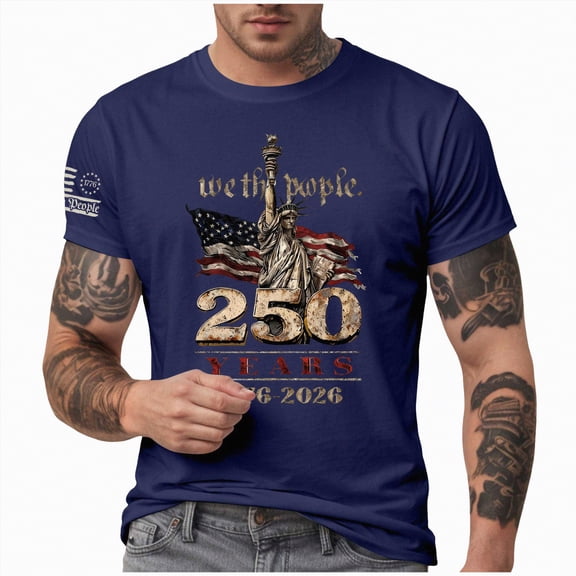 Leey-World 250th Anniversary Shirt 250 Years of Freedom 1776 2026 July 4th 250th Birthday T-Shirt(Navy,2XL)