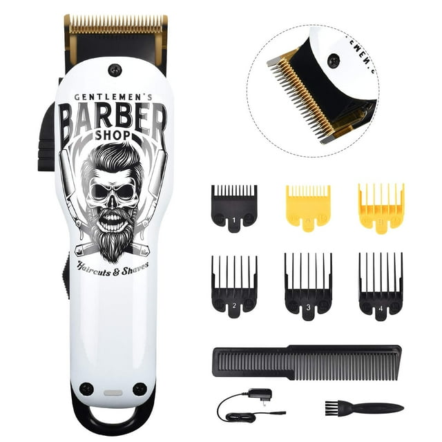 BESTBOMG Cortapelos profesionales actualizados, kit de corte de pelo inalámbrico, recargable, 2000 mAh, recortador de barba, kit de aseo con 6 peines guía y para hombres/padre/esposo/novio