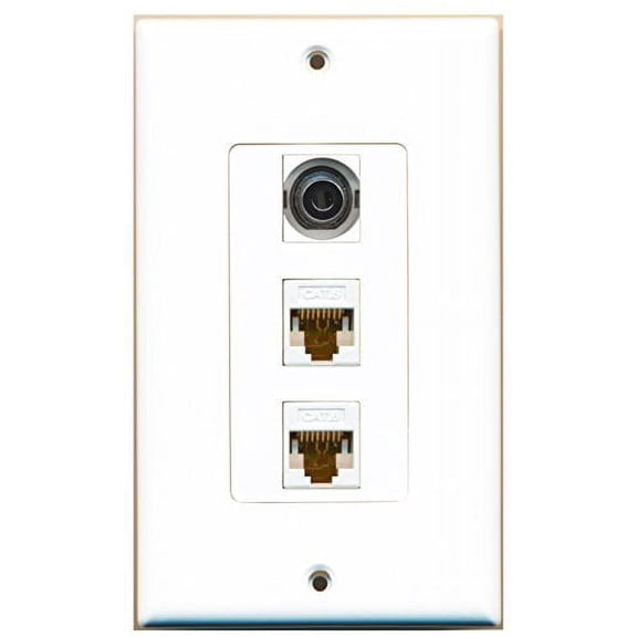 RiteAV - 1 Port 3.5mm 2 Port Cat6 Ethernet White Decorative Wall Plate Decorative