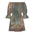 thumbnail image 3 of Women's Casual Tennis Dress Women Summer Dresses Print Beach Off Shoulder Tunic Casual Loose Fit Sleeve Dress Green XL, 3 of 4