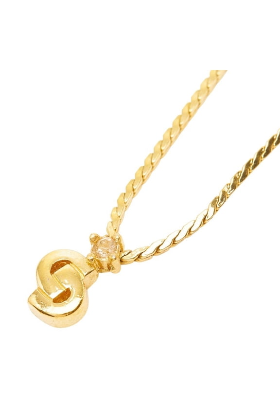 Pre-Owned Christian Dior Dior CD Logo Necklace, Gold Plated, Women's