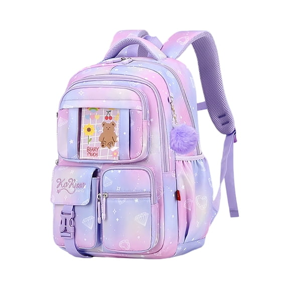 MInHoues Cute Large Capacity Girls Backpack, Water Resistant Student School Bookbag, Padded Shoulder Straps & Reflective Strip School Bag for Grade 4 to Middle School - A