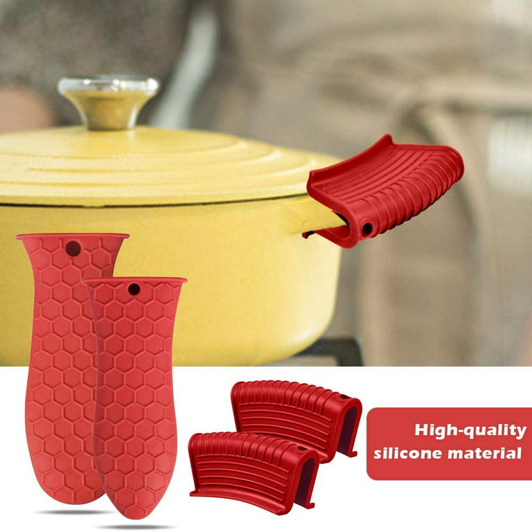 Lodge Silicone Hot Handle Holder Oven Pan Mitts Heat Protecting Silicone  Cast Iron Skillet Dutch Oven (Red 2 Pack)