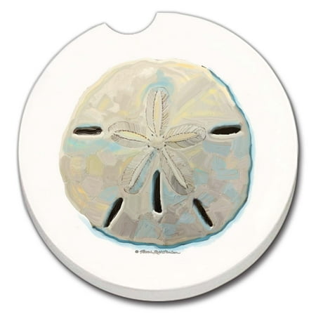 

CounterArt Colorful Sand Dollar 1 Pack Absorbent Stone Coaster for Vehicle Cup Holder 2.6” Diameter