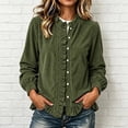 thumbnail image 6 of Cmtiyu Fashion Jackets for Women Long Sleeve Round Neck Button Down Green Corduroy Jacket with Ruffled Hem Casual Fall Outerwear Jacket S-3XL, 6 of 7
