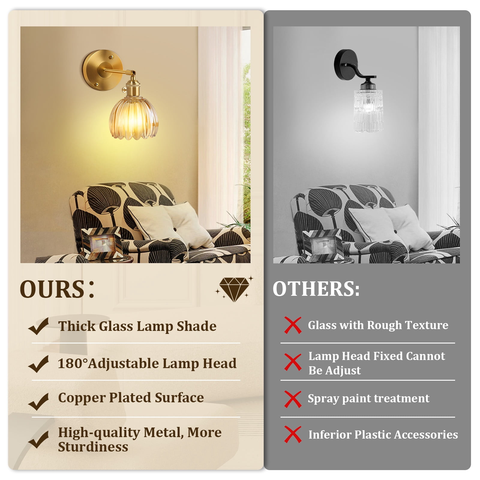 DONGPAI 2 Pack Vintage Battery Operated Wall Sconce with Amber Tulip Glass Lampshade Wireless Rechargeable Wall Light with Remote Control for Bedside Bedroom Doorway