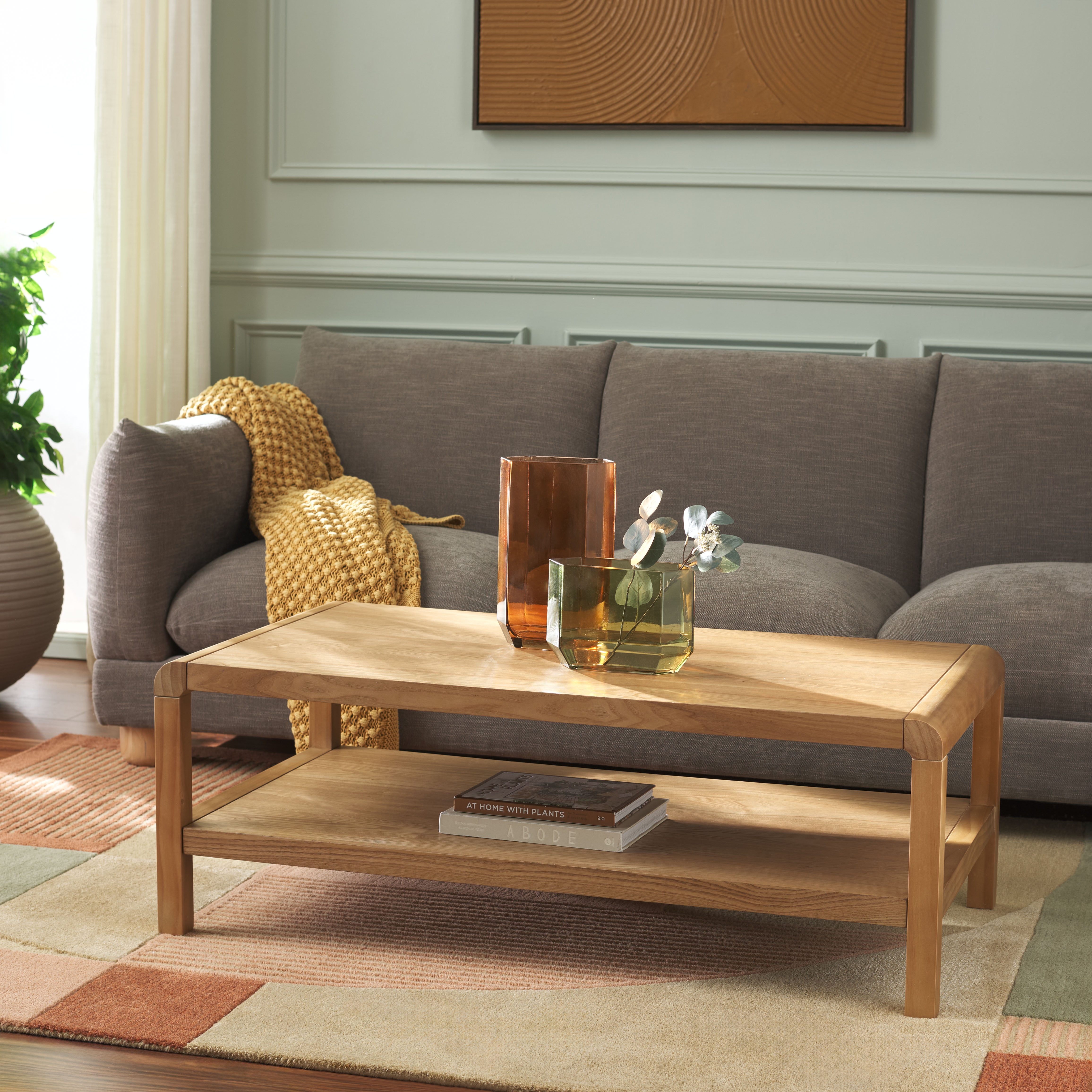 Safavieh Omara Glam 1 Shelf Pine Coffee Table, Natural
